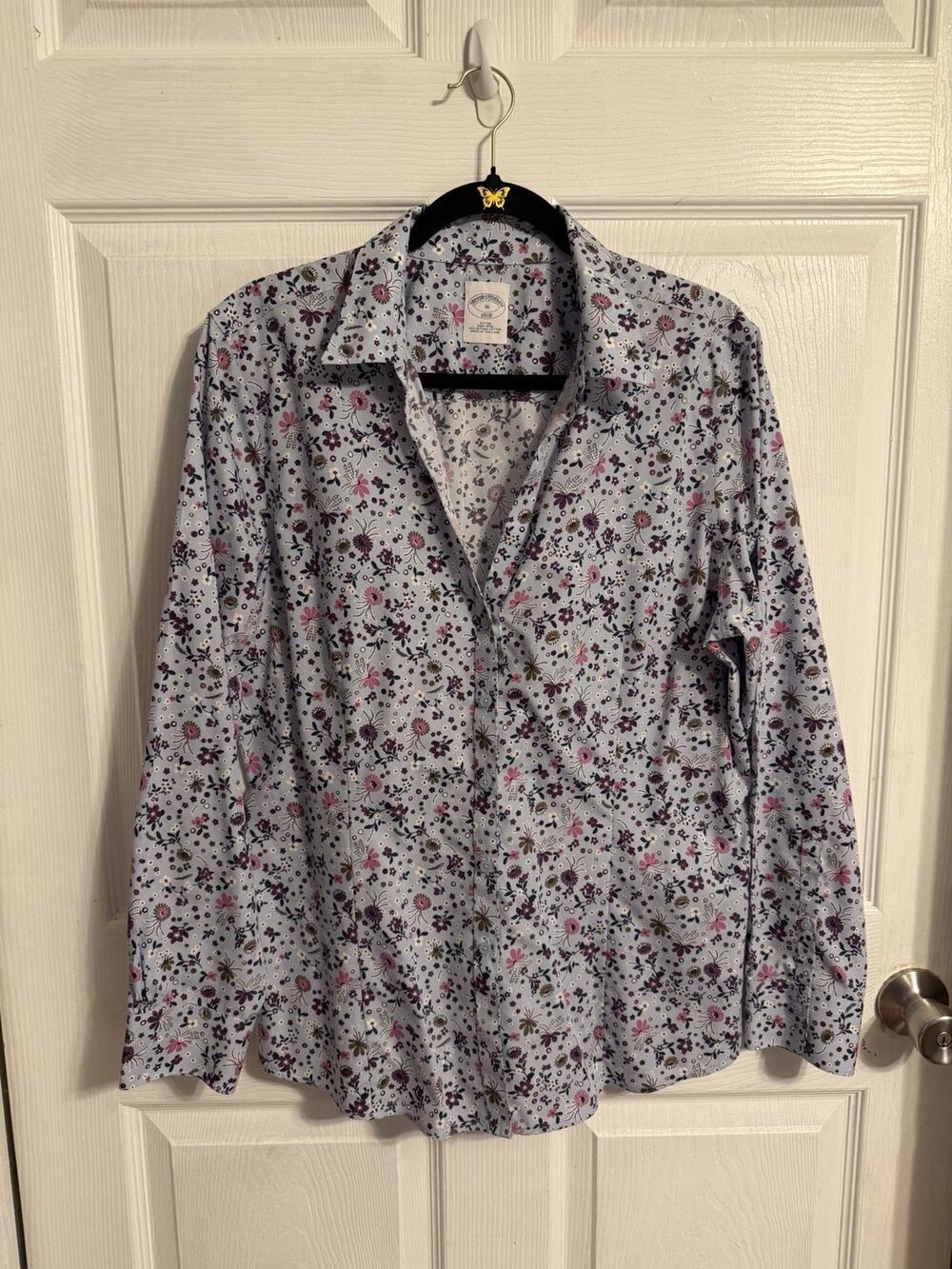 Brooks Brothers Women’s 1818 Long Sleeve Floral Blouse Size 16 Supima Cotton